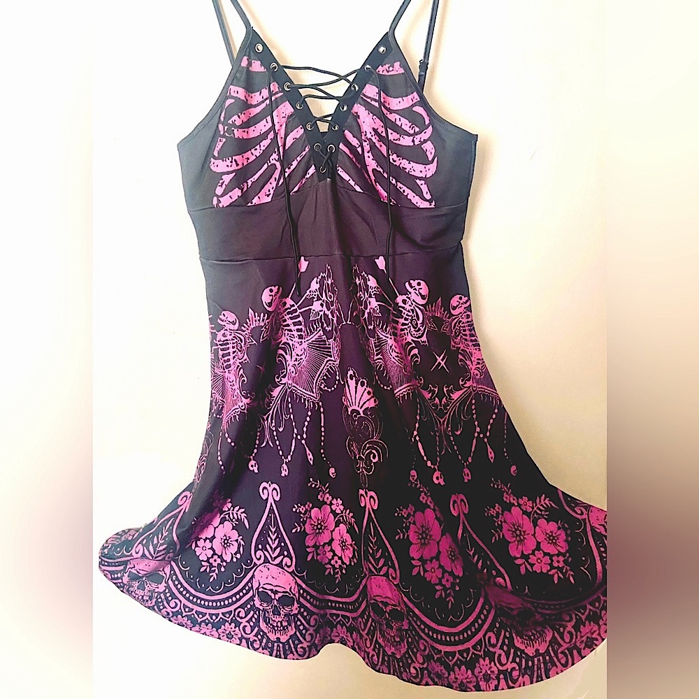 Skeletons Dancing Tie Front Dress